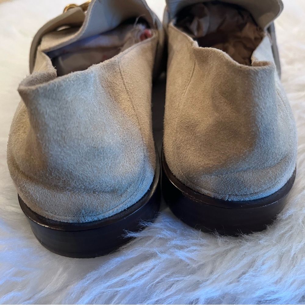 Frame Le Montecito 39.5 Loafer Tan Suede W/Gold Buckle Detail - Picture 10 of 16